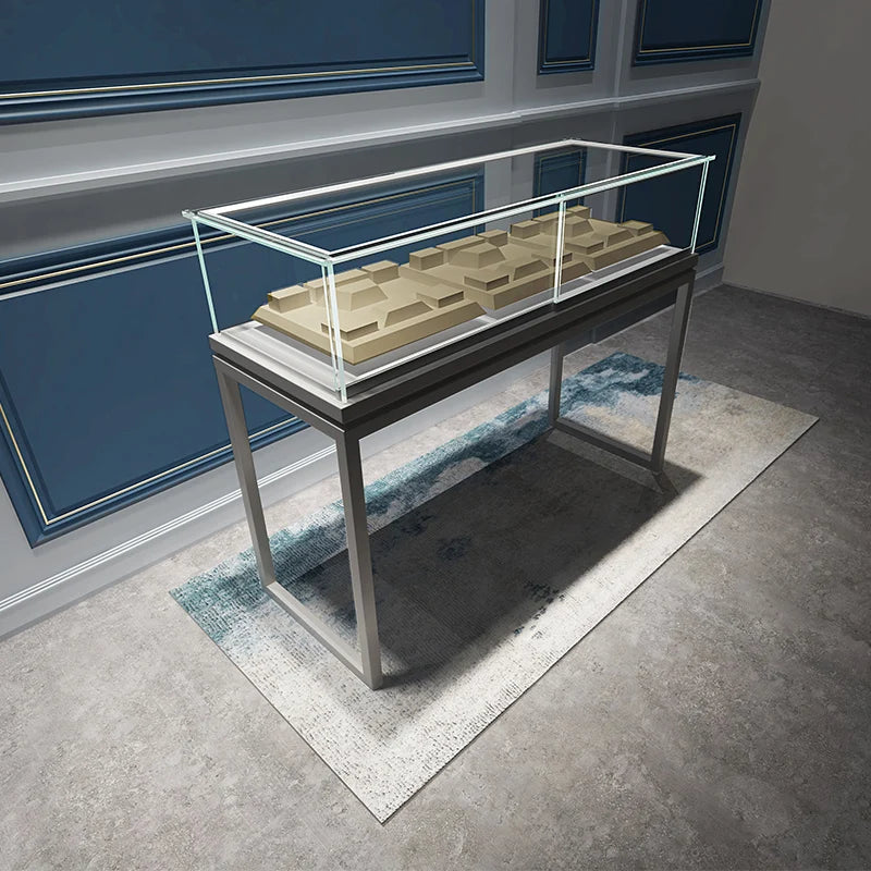3Custom Jewelry Display Cabinet Glass Counter Boutique Shop Showcase With Lamp Jewelry Low Cabinet Emerald Showcase
