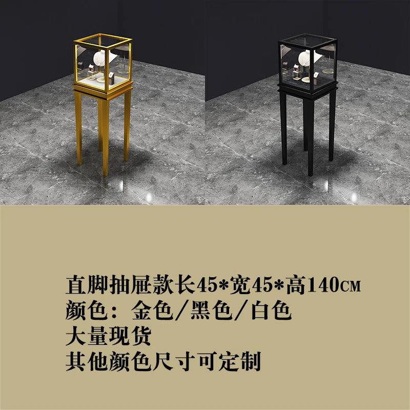 3Jewelry Display Cabinet Glass Transparent Counter Luxury Showcase Jewelry Watch Jade Display Cabinet Customization