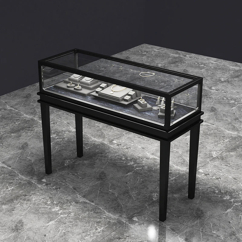 3Jewelry Display Cabinet Glass Transparent Counter Luxury Showcase Jewelry Watch Jade Display Cabinet Customization