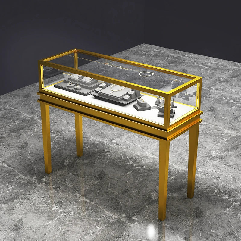 3Jewelry Display Cabinet Glass Transparent Counter Luxury Showcase Jewelry Watch Jade Display Cabinet Customization