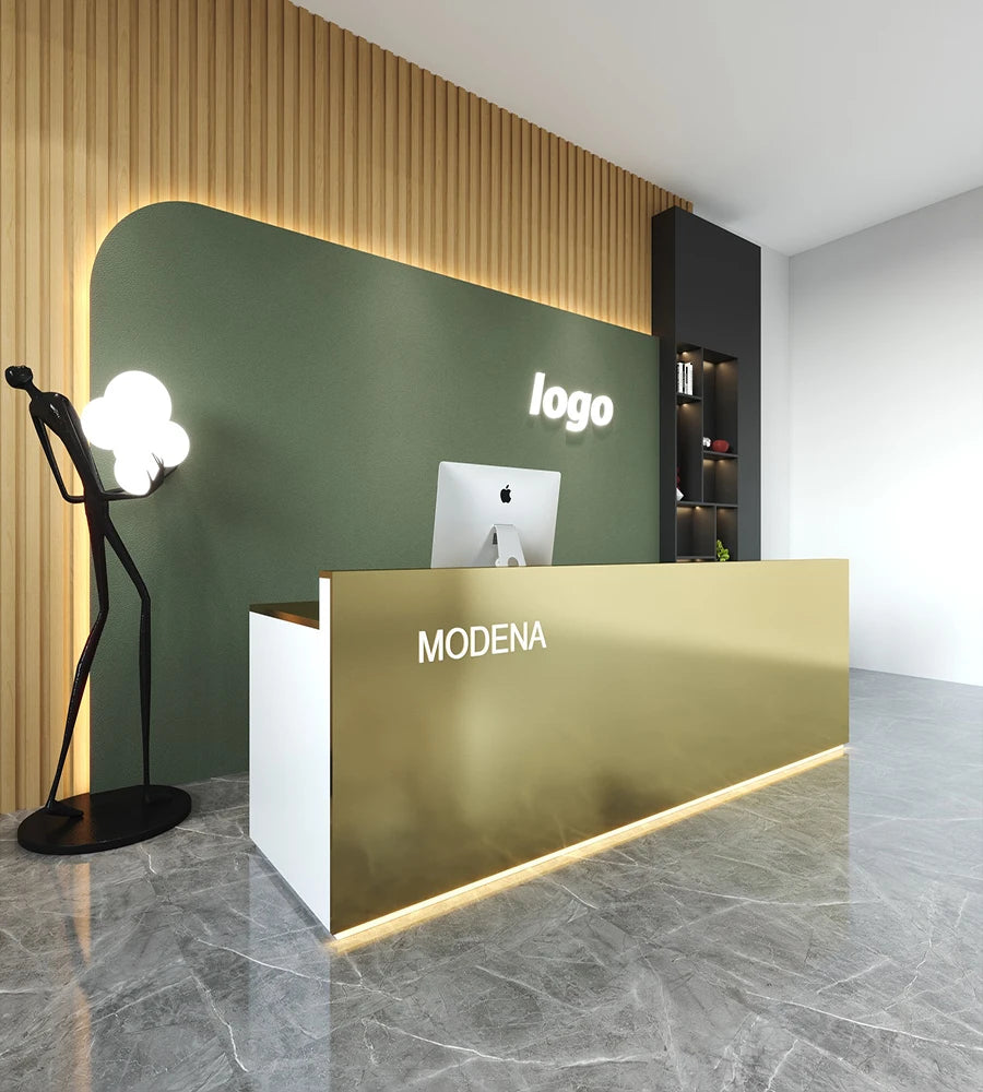3Modern minimalist creative stainless steel front desk company reception bar beauty salon clothing hair salon small
