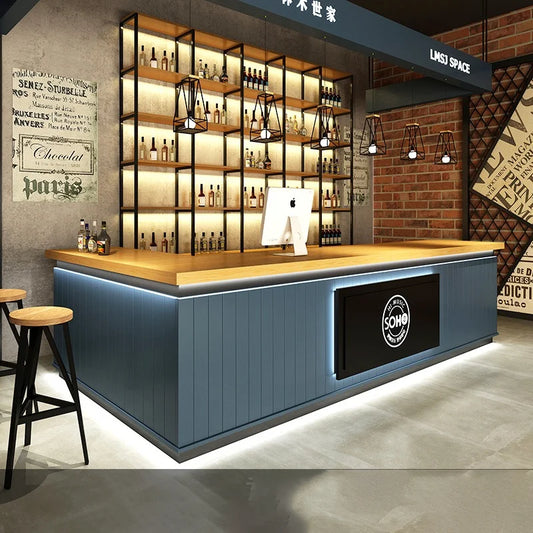 3New Chinese-style retro bar restaurant cashier table dining barbecue hot pot restaurant front desk company tea room reception