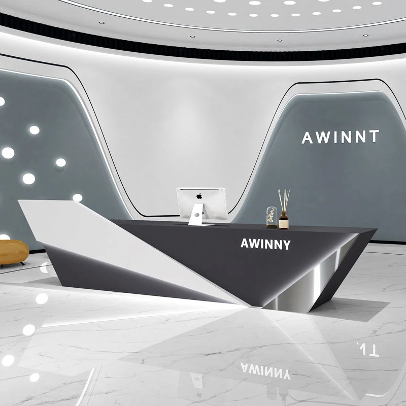 3Simple and modern company reception desk hotel reception desk beauty salon club commercial small bar shop cashier customization