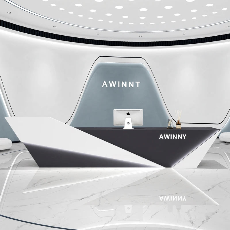 3Simple and modern company reception desk hotel reception desk beauty salon club commercial small bar shop cashier customization