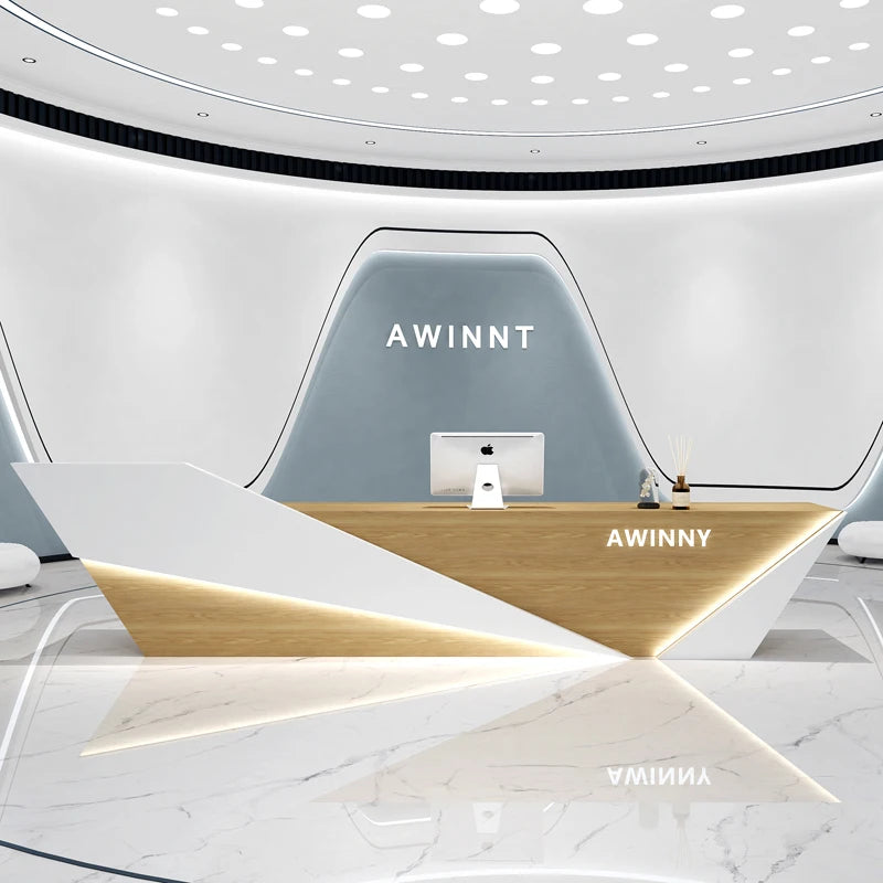 3Simple and modern company reception desk hotel reception desk beauty salon club commercial small bar shop cashier customization