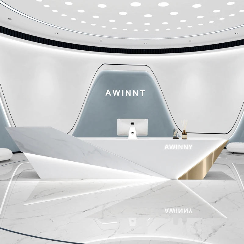 3Simple and modern company reception desk hotel reception desk beauty salon club commercial small bar shop cashier customization