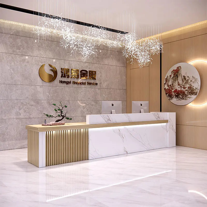 3Simple modern company front desk beauty salon clothing store counter photo studio reception desk hotel club bar