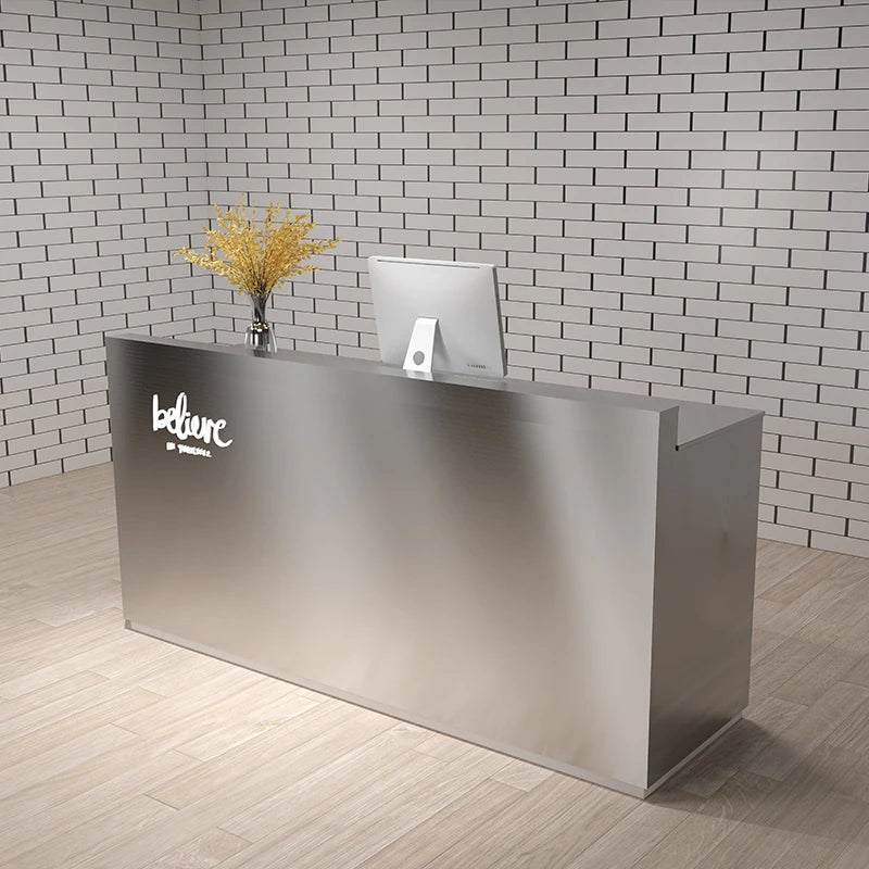 3Simple modern stainless steel cashier counter small clothing store bar milk tea shop counter company reception desk
