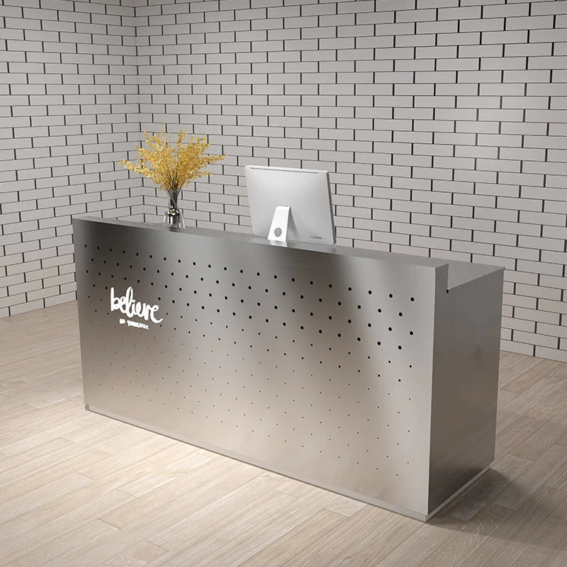 3Simple modern stainless steel cashier counter small clothing store bar milk tea shop counter company reception desk
