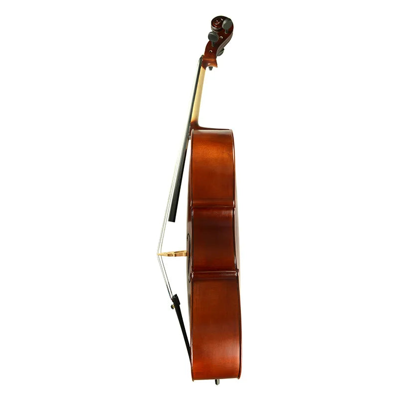 MMOOKA 4/4 3/4 1/2 1/4 1/8 Handmade Cello Solidwood Powerful Sound Spruce Top Maple Back Brazilwood Bow Carry Cello Bag Wheels Case SET