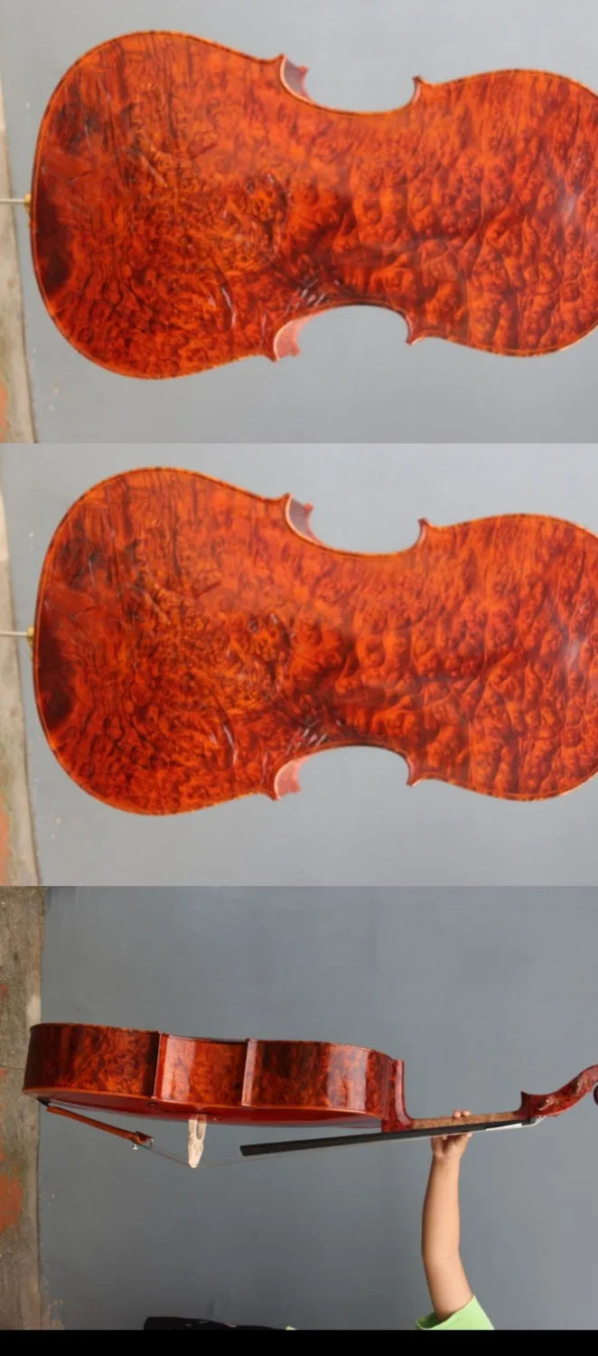 MMOOKA 4/4 Cello Old Birdeye Maple Spruce Nice Finished Powerful Sound Master   #017