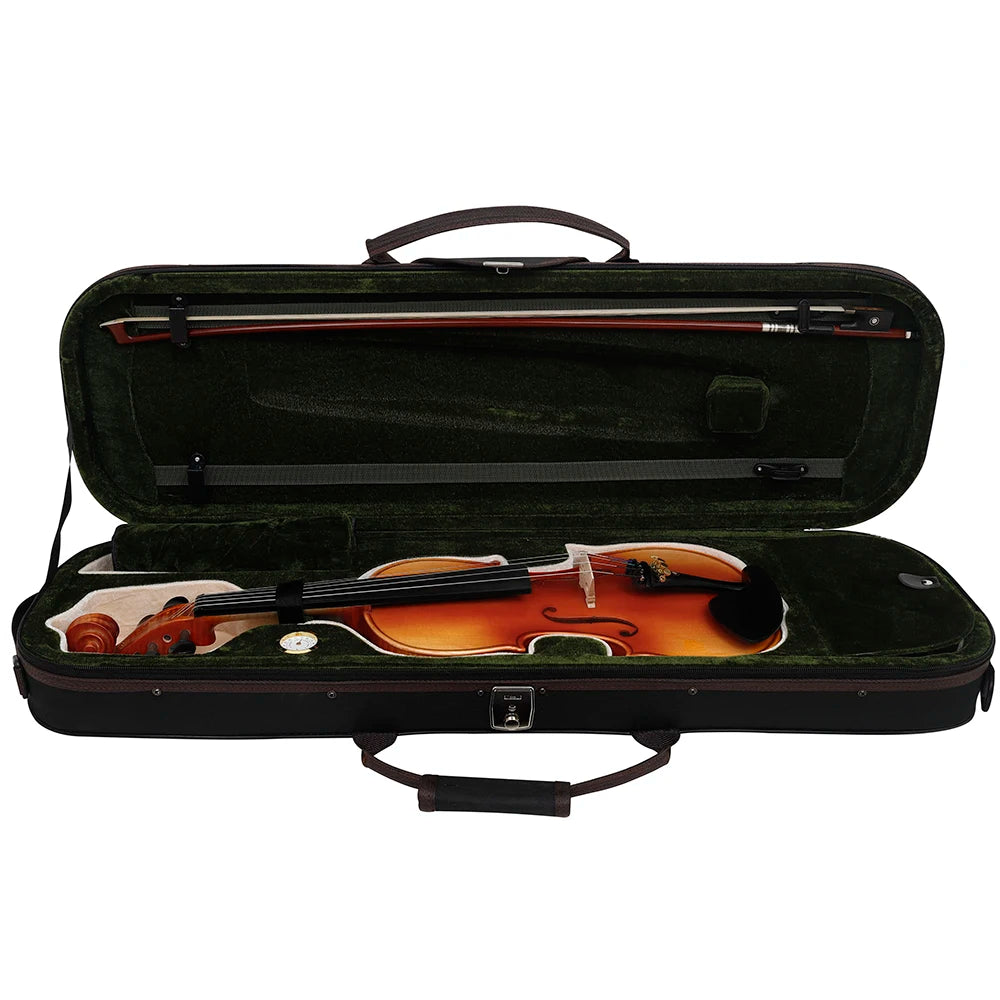 MMOOKA 4/4 Violin Spruce Panel Maple Back Ebony Fingerboard Natural Tiger Pattern Violin with Qin Bow Violin Shoulder Box Cloth Parts