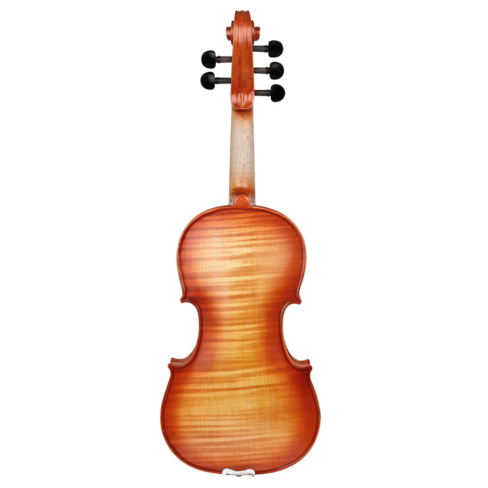 MMOOKA 4/4 Violin Spruce Panel Maple Back Ebony Fingerboard Natural Tiger Pattern Violin with Qin Bow Violin Shoulder Box Cloth Parts