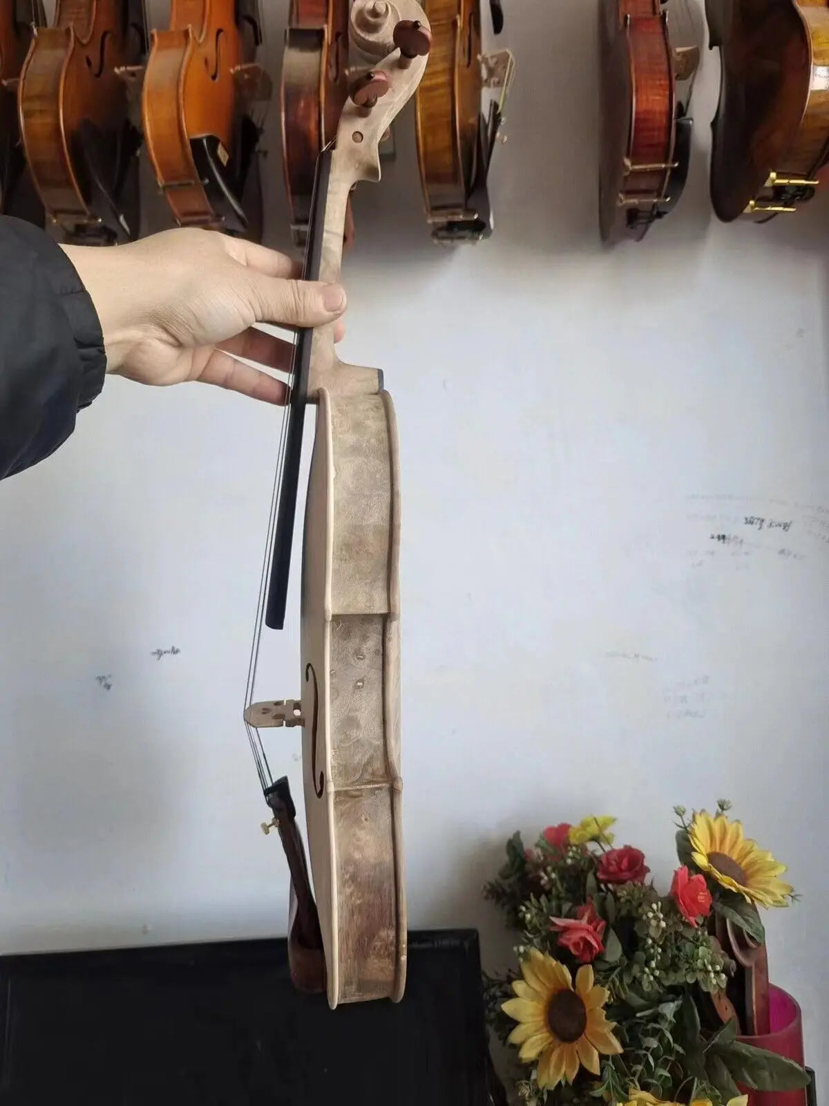 4/4 violin Stradi Model Unvarnished Solid Bird eye maple back spruce top No 2