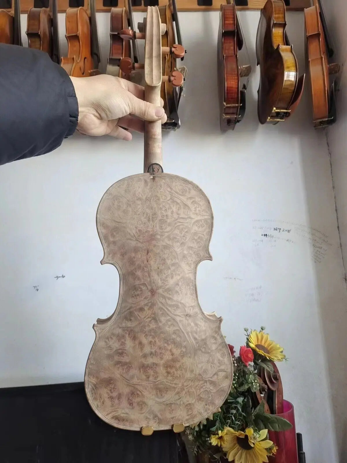 4/4 violin Stradi Model Unvarnished Solid Bird eye maple back spruce top No 2