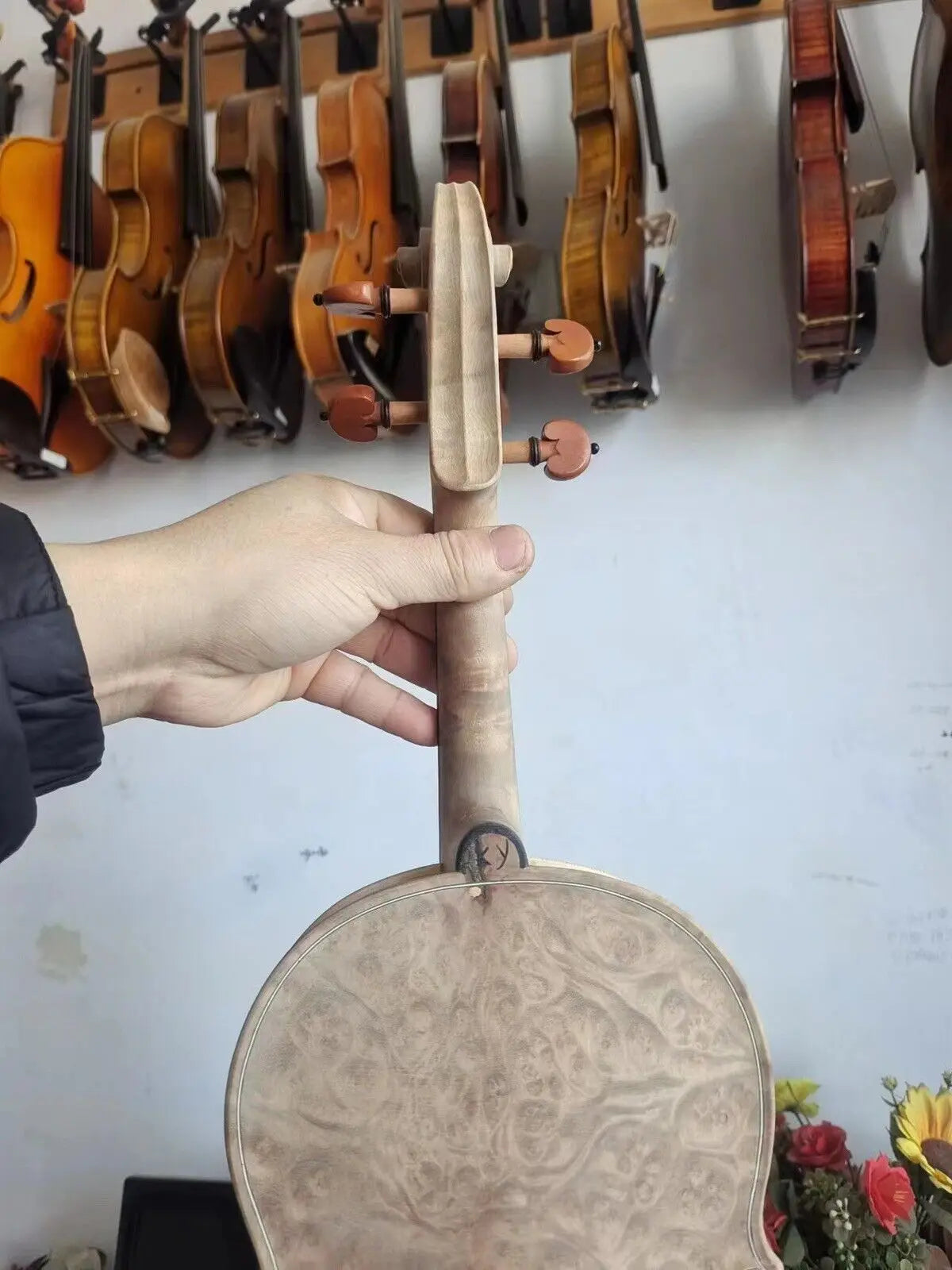 4/4 violin Stradi Model Unvarnished Solid Bird eye maple back spruce top No 2