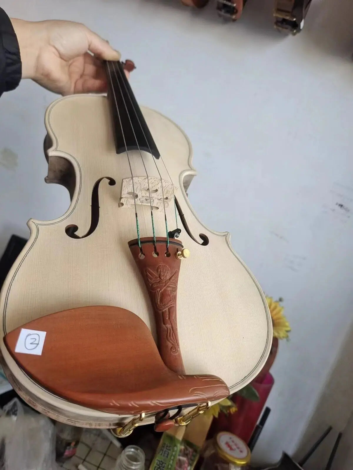 4/4 violin Stradi Model Unvarnished Solid Bird eye maple back spruce top No 2