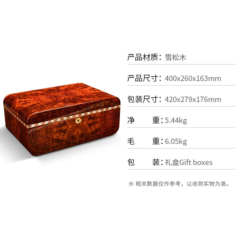 400x260x163mm Cedar Wood Cigar Humidor Professional Capacity 50 Cigarettes Storage Case Piano Paint Cigar Cabinet Cool Gift Box