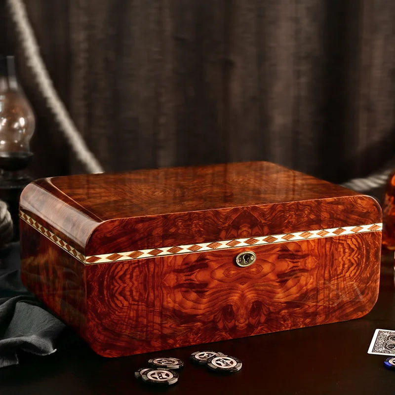 400x260x163mm Cedar Wood Cigar Humidor Professional Capacity 50 Cigarettes Storage Case Piano Paint Cigar Cabinet Cool Gift Box