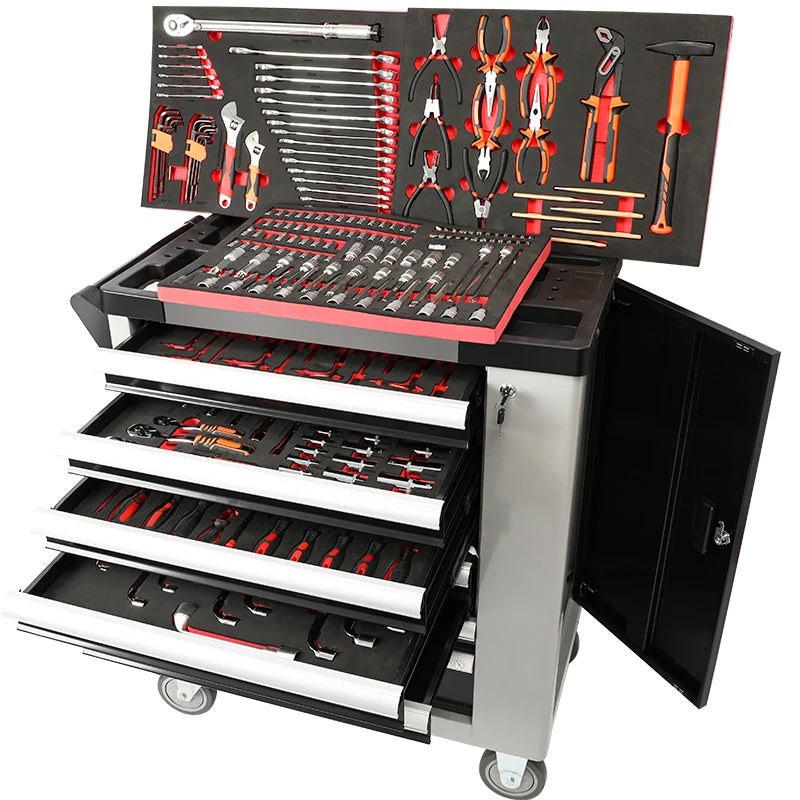 421 Pcs Tool Sets Rolling Box Heavy Duty Stainless Steel Tool Chest 7 Drawers Tool Cabinet  Trolley
