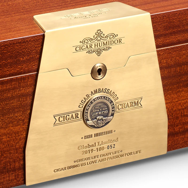 450x320x210mm Cedar Wood Cigar Humidor JIFENG Large-Capacity 150 Cigar Case Professional Solid Wood Paint 2-Layer Storage Box