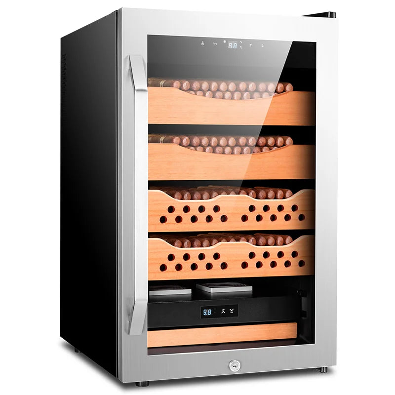 450x525x725mm Cigar Cabinet FK-68CW1 Capacity 400 Silvery Cigars Humidor Intelligent Temperature Control Moisturizer Storage Box
