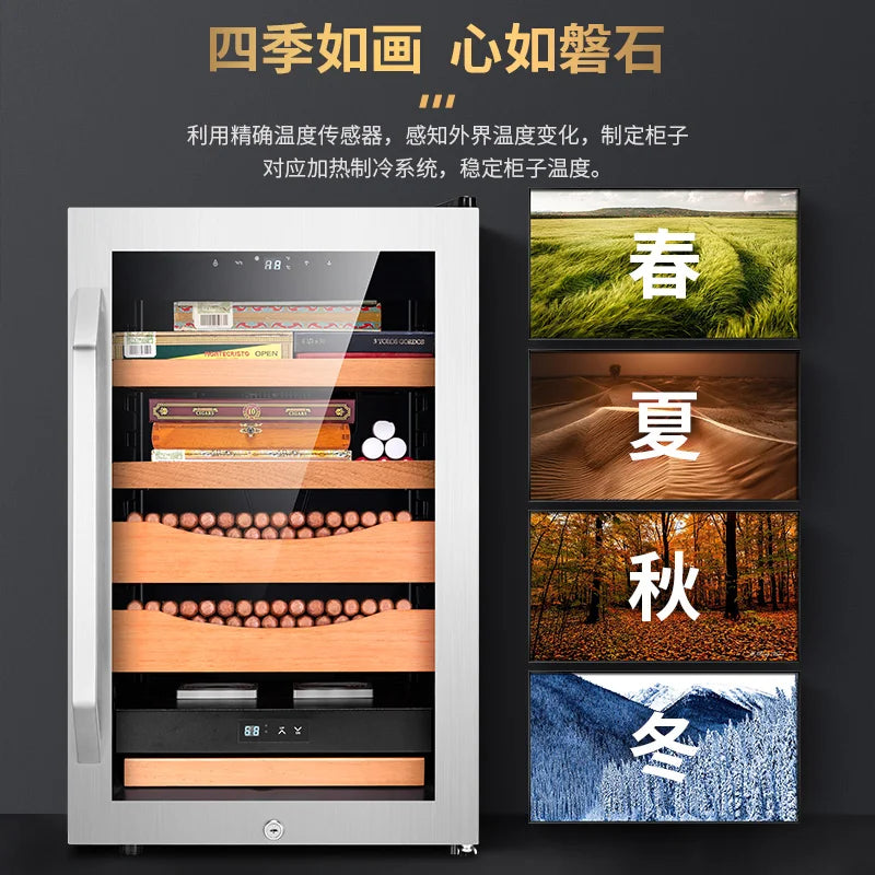 450x525x725mm Cigar Cabinet FK-68CW1 Capacity 400 Silvery Cigars Humidor Intelligent Temperature Control Moisturizer Storage Box