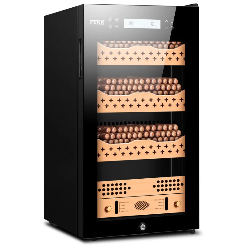 480x470x855mm Cigar Cabinet FK-28C Capacity 300-400 Black Cigar Humidor Intelligent Temperature Control Moisturizer Wine Storage