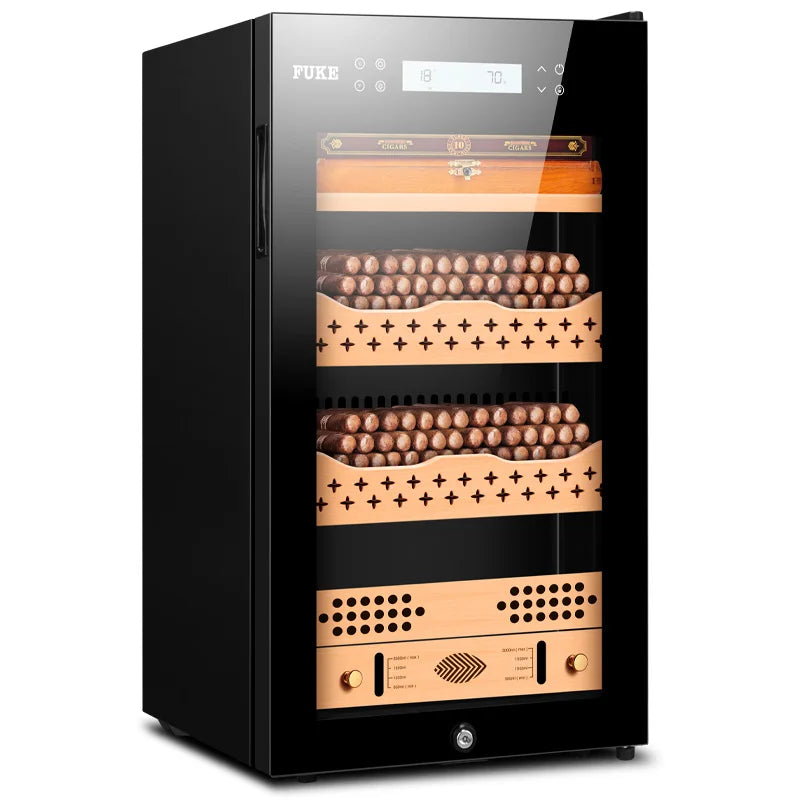 480x470x855mm Cigar Cabinet FK-28C Capacity 300-400 Black Cigar Humidor Intelligent Temperature Control Moisturizer Wine Storage