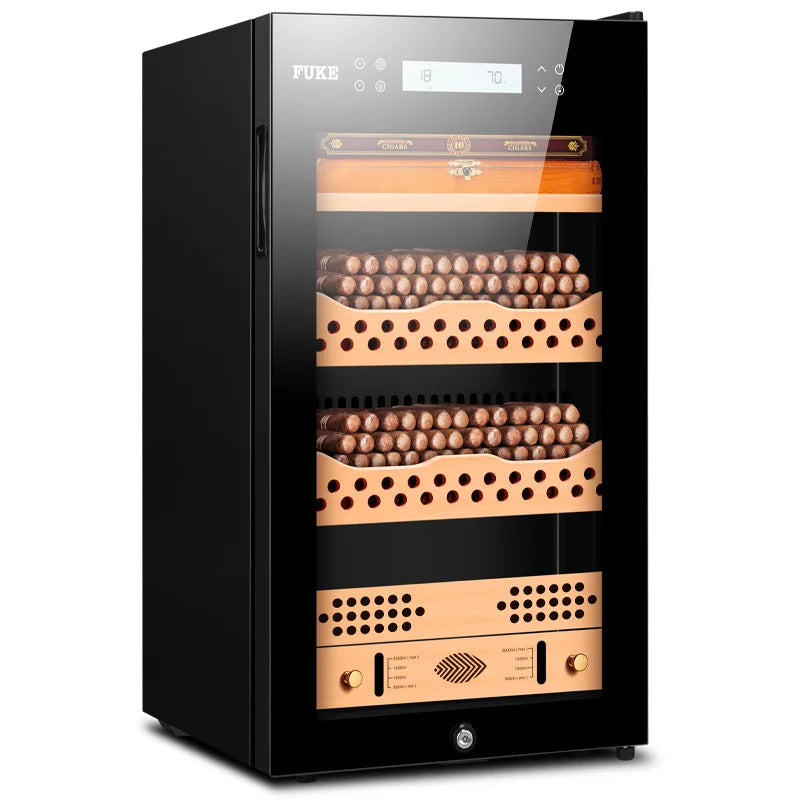 480x470x855mm Cigar Cabinet FK-28C Capacity 300-400 Black Cigar Humidor Intelligent Temperature Control Moisturizer Wine Storage
