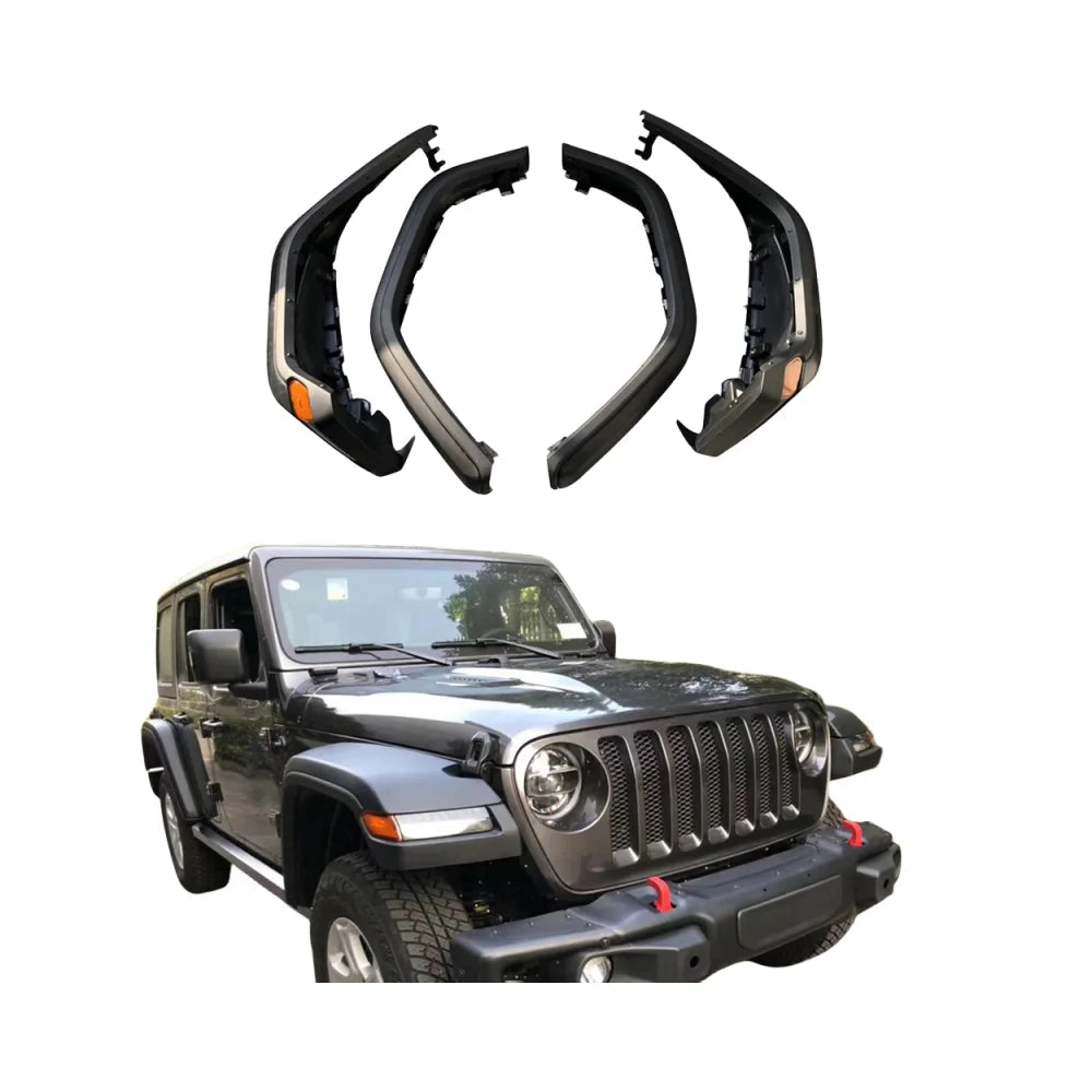 4Pcs/Set High Fender Flares Wheel Eyebrow With LED Lamp Accessories  For Jeep Wrangler JL 2018+  JL1152 LantSun