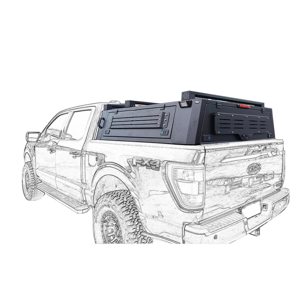 4x4 Offroad Accessories aluminum retractable tonneau cover  Semi-high Bed Canopy For Ford F150 Raptor 2018+