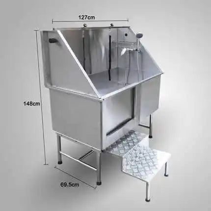 50 Inch Electric Dog Grooming Bathtub With High Pressure Sprayer Stainless Steel Electric Lift Height Pet Paw Cleaner Bathtub