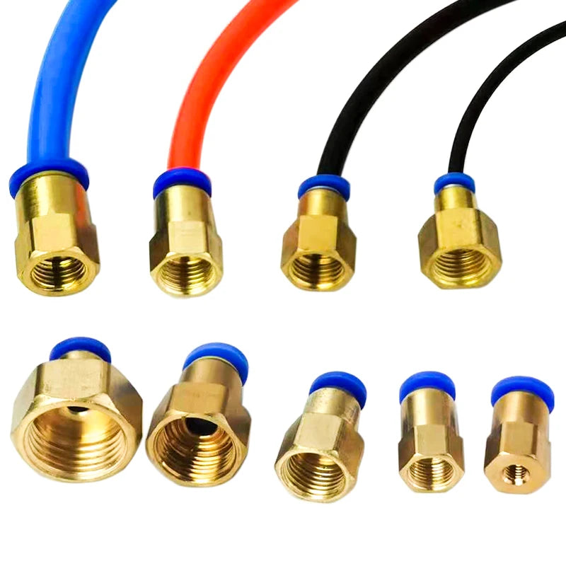 500Pcs Pneumatic Component Internal Thread Straight Through Quick Joint Connector PCF4-01 / 6-03 / 8-02 / 10-04