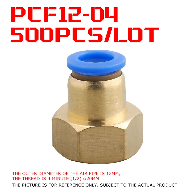 500Pcs Pneumatic Component Internal Thread Straight Through Quick Joint Connector PCF4-01 / 6-03 / 8-02 / 10-04