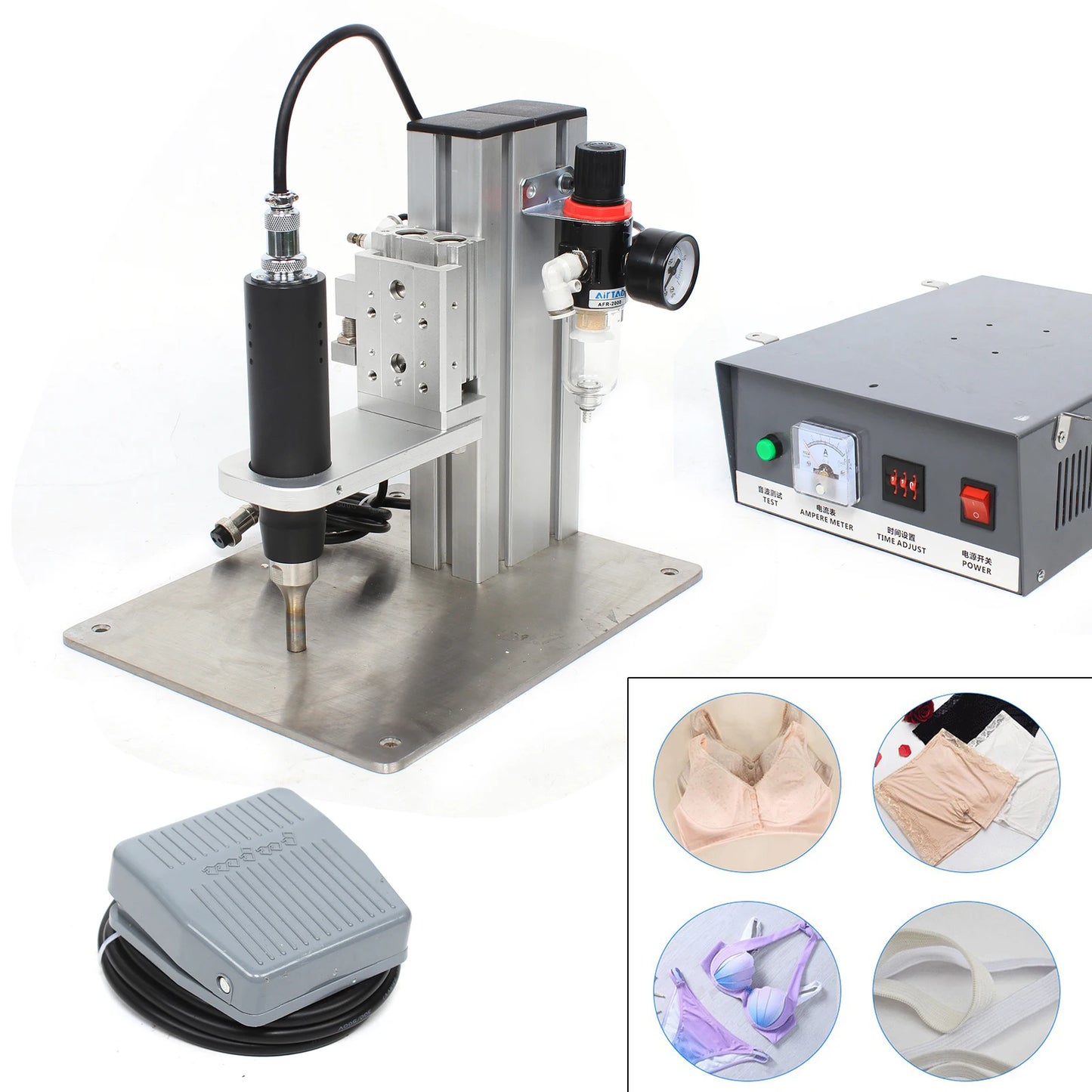 500W Ultrasonic Pneumatic Clothing Spot Welding Machine Semi-automatic Mask Small Portable Spotting Equipment 110v