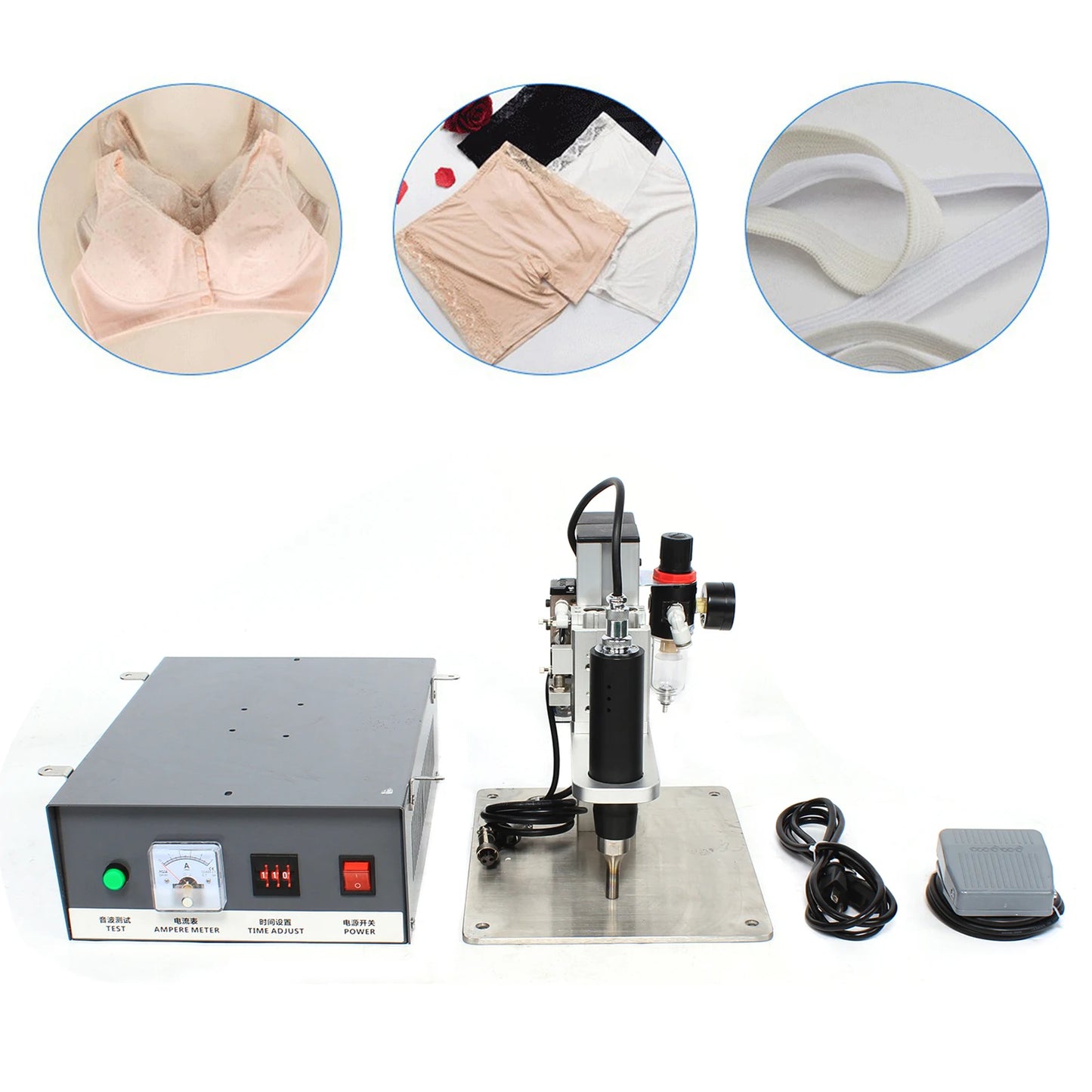 500W Ultrasonic Pneumatic Clothing Spot Welding Machine Semi-automatic Mask Small Portable Spotting Equipment 110v