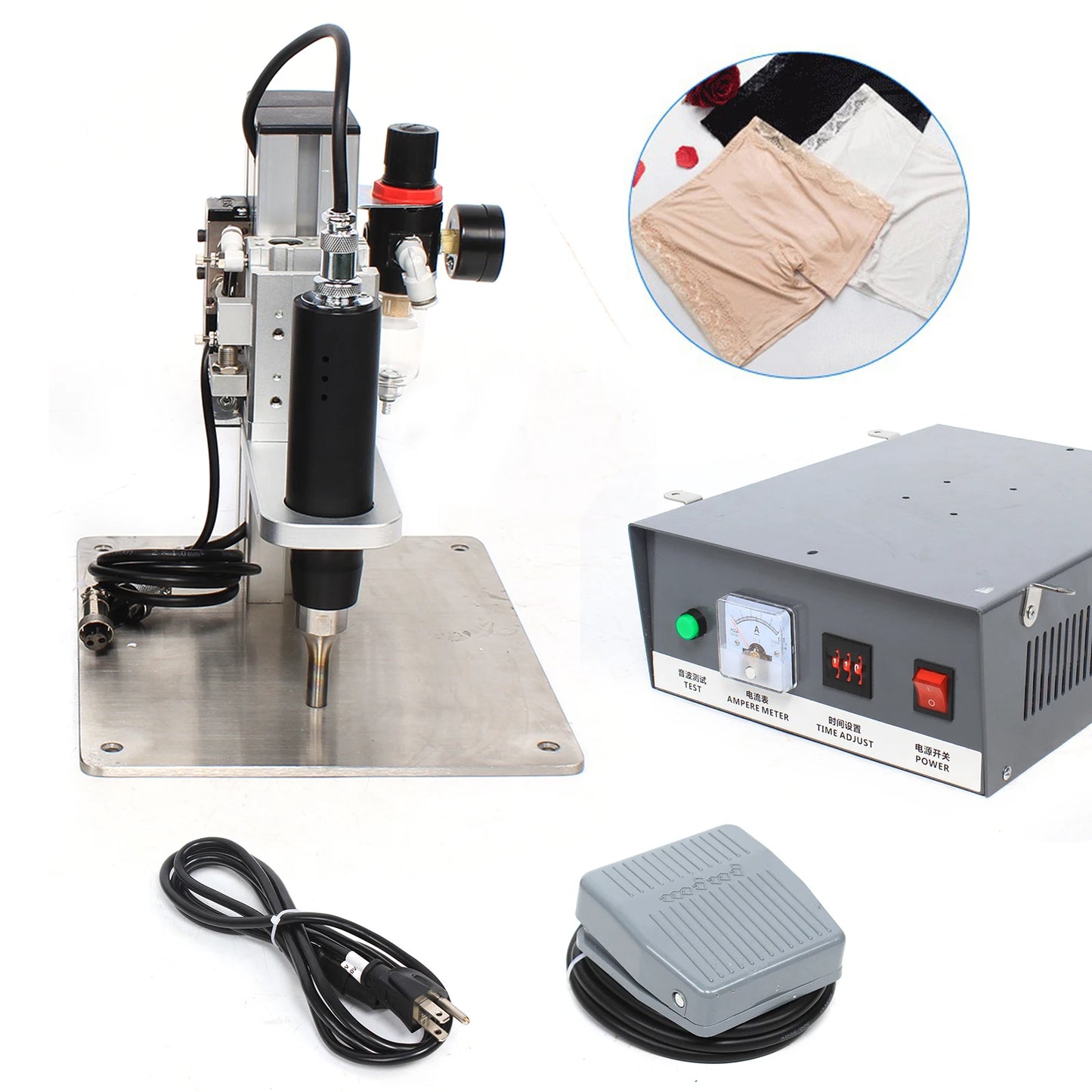 500W Ultrasonic Pneumatic Clothing Spot Welding Machine Semi-automatic Mask Small Portable Spotting Equipment 110v