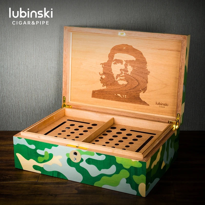 500x330x160mm Fingerprint Lock Cigar Humidor Cedar Wood Capacity 100 Cigarettes Storage Box Cool Design Moisturizing Cigar Case