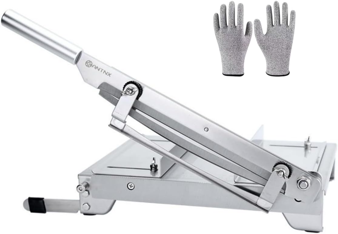13.5 Inch Heavy Duty Double Blade Guillotine Cutter, Right-Hand Available, Commercial Grade Stainless Steel Meat Slicer for Ribs, Lamb Chops, Chinese Herbs & Ejiao Cake