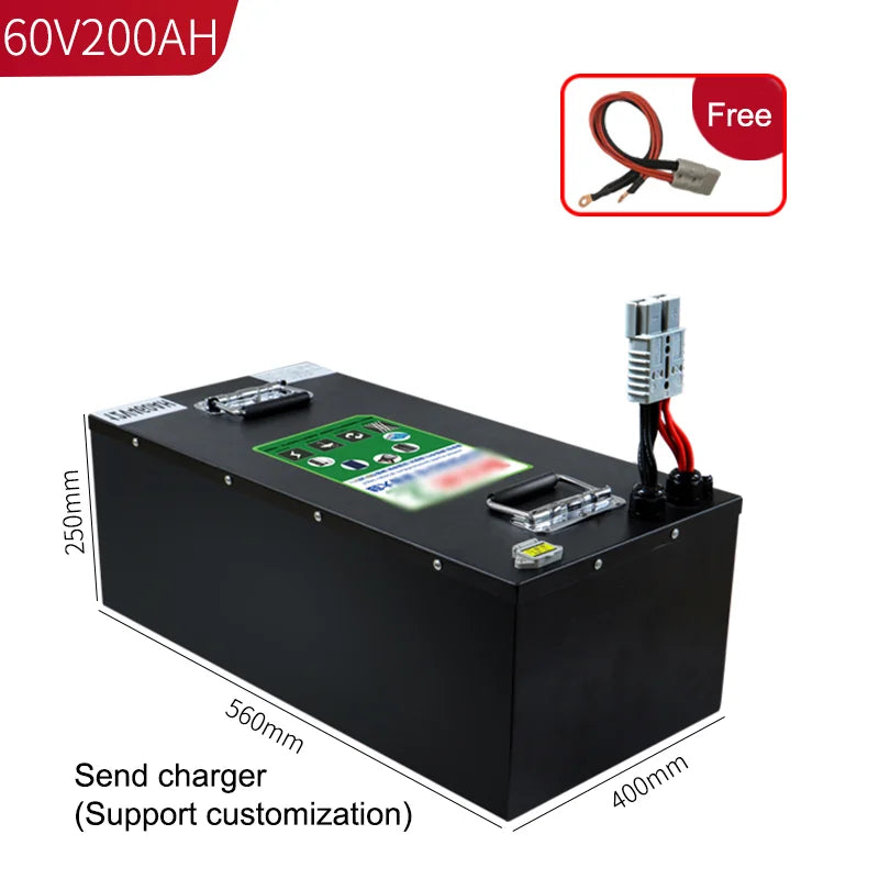 60V RV LiFePo4 Lithium Battery Large Capacity 100AH 200AH Solar Charging