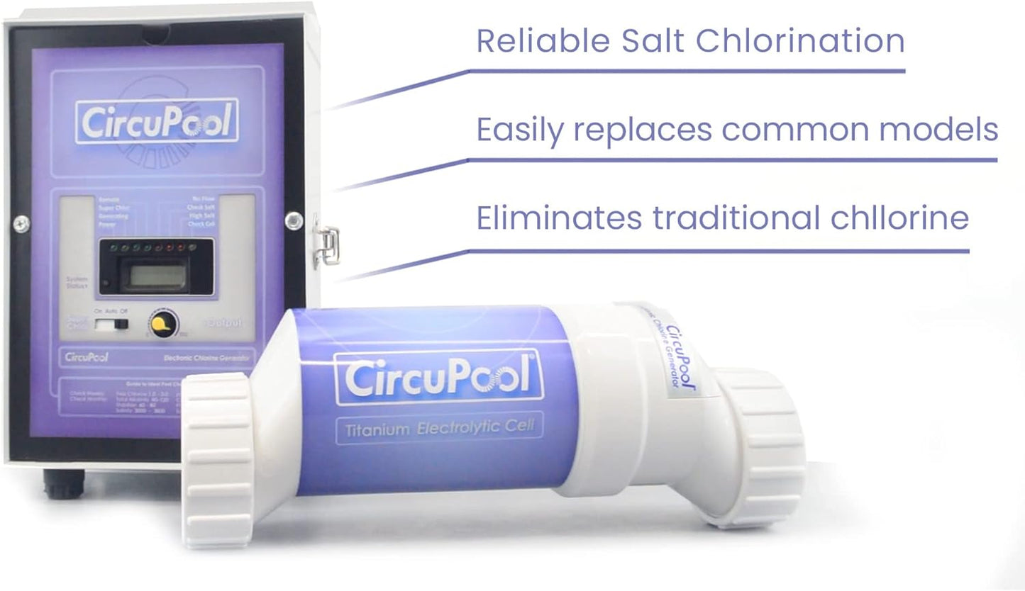 CircuPool® Universal25 Saltwater Chlorinator - Complete System with 25k-Gallon Max Titanium Cell & 4 Year Warranty