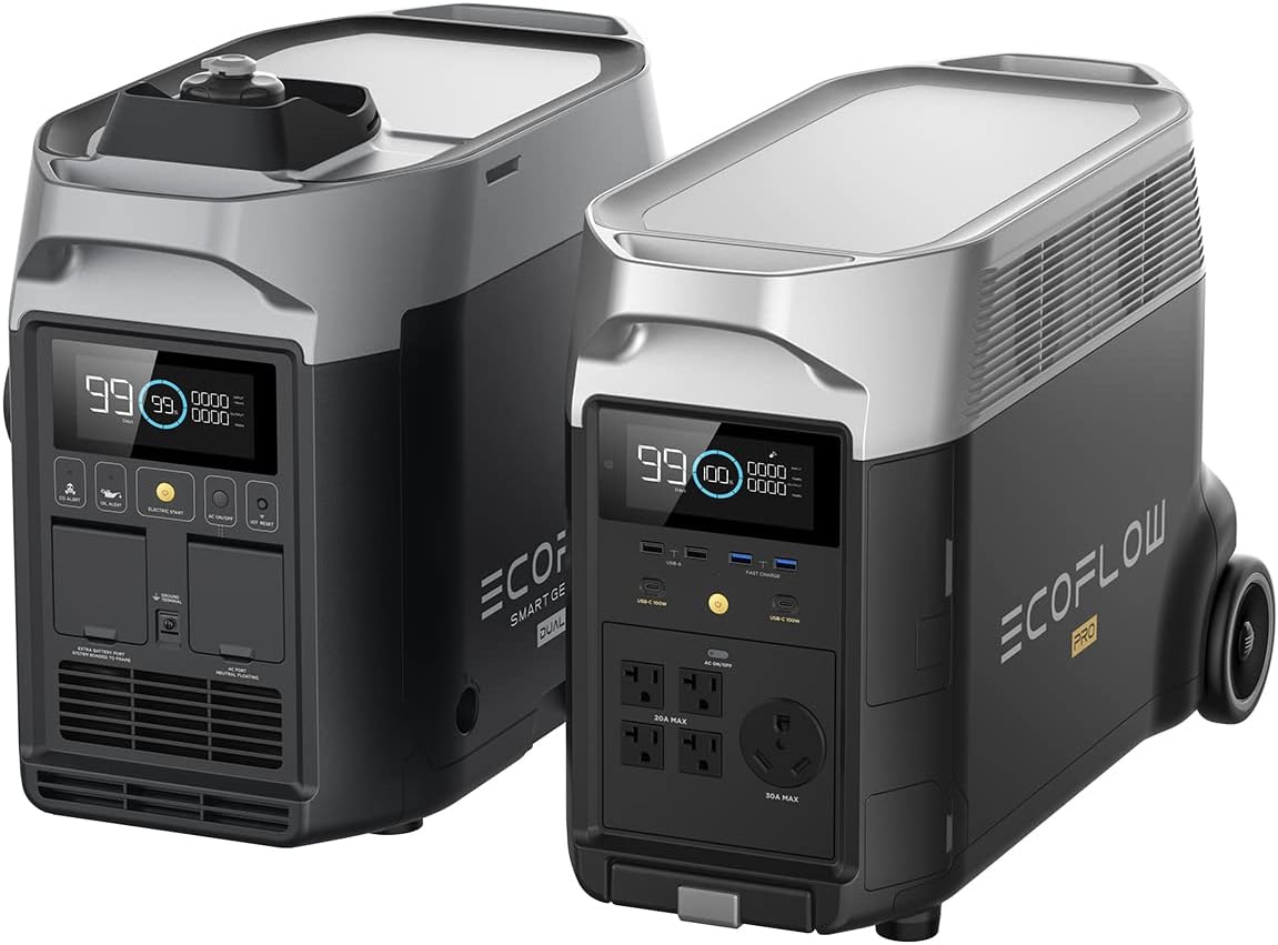 EF ECOFLOW 4096Wh Delta Pro 3 Power Station With 3200W Dual Fuel Generator GE305, Portable Backup Generator for Whole Home Use, Emergency, RVs