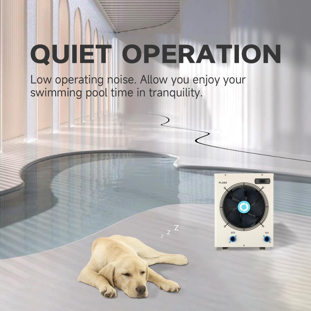 POOLCOMFT-Pool Heater for Above Ground Pools, Pool Heat Pump PLC50,Max Output 15826 BTU/hr, for Pools Up to 4000gallons,120V/60Hz