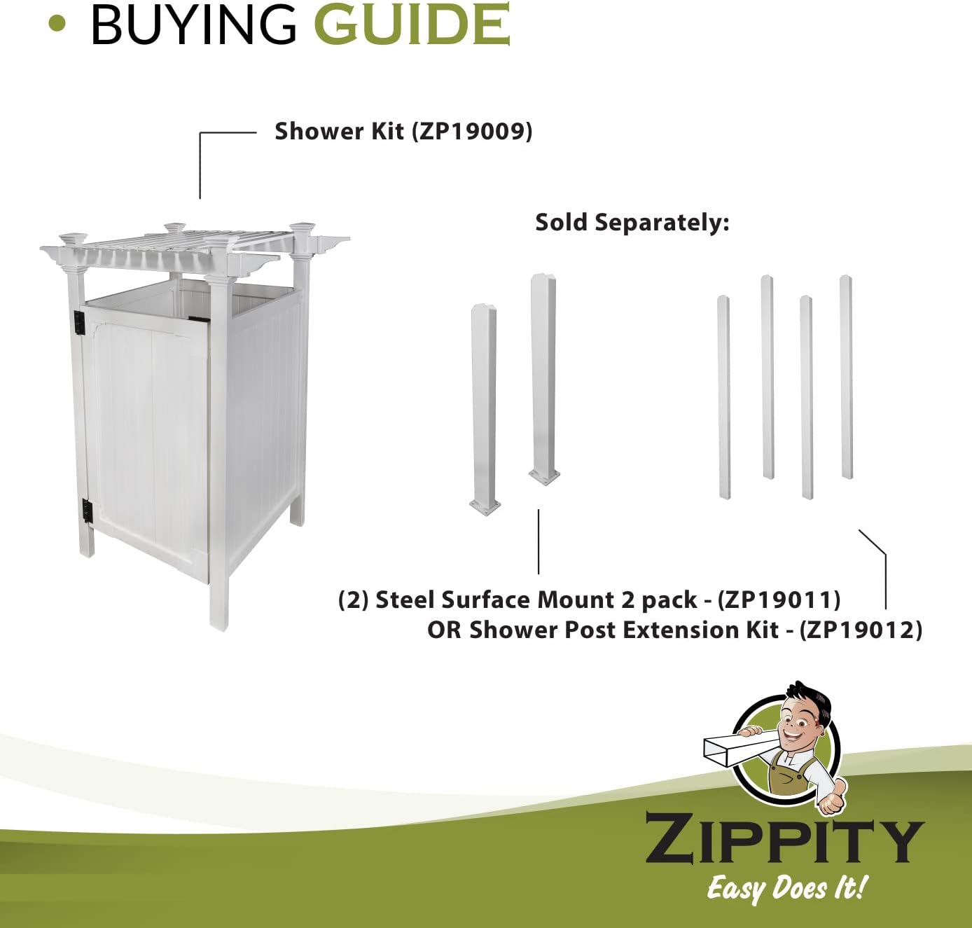 Outdoor Products ZP19009 Hampton Outdoor Shower Enclosure, White, 36" x 36"
