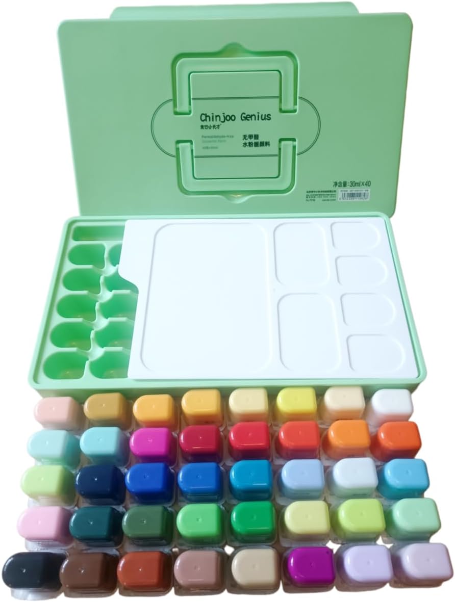 ANTNX Gouache Paint Set 40 Vibrant Colors Non Toxic Paints Jelly Cup Design with Palette Paint Brushes Portable for Artist Canvas Painting Watercolor Papers, Rich Pigment, 30ml/Cup ANTNX.COM
