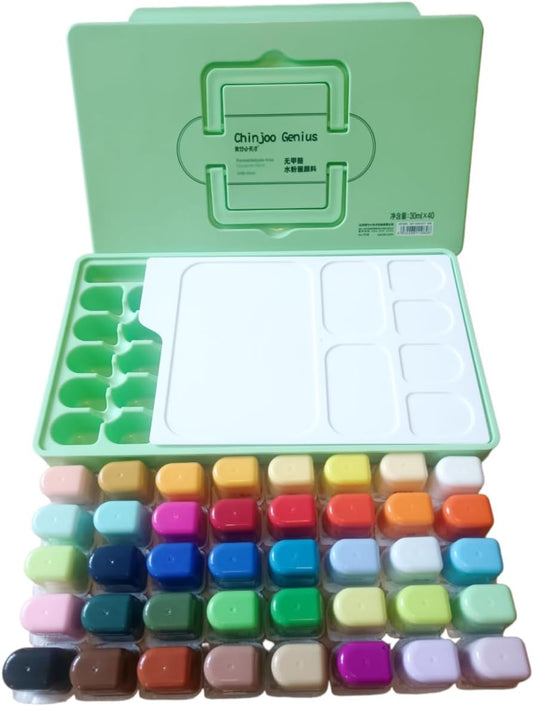 ANTNX Gouache Paint Set 40 Vibrant Colors Non Toxic Paints Jelly Cup Design with Palette Paint Brushes Portable for Artist Canvas Painting Watercolor Papers, Rich Pigment, 30ml/Cup ANTNX.COM
