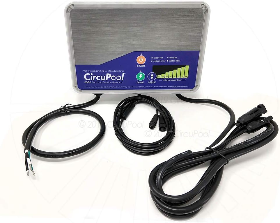 CircuPool EDGE40 Salt Chlorine Generator | USA-Made | 7 Year Manufacturer Warranty | No DIY Install Penalty | 1.7 lb CL Output | Electronic Salt Chlorinator System for Pools up to 40,000 Gallons