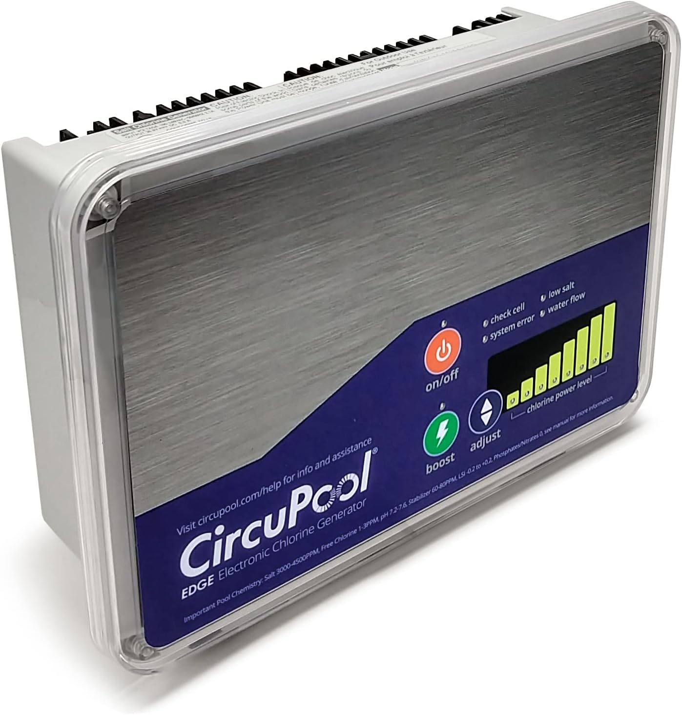CircuPool EDGE40 Salt Chlorine Generator | USA-Made | 7 Year Manufacturer Warranty | No DIY Install Penalty | 1.7 lb CL Output | Electronic Salt Chlorinator System for Pools up to 40,000 Gallons