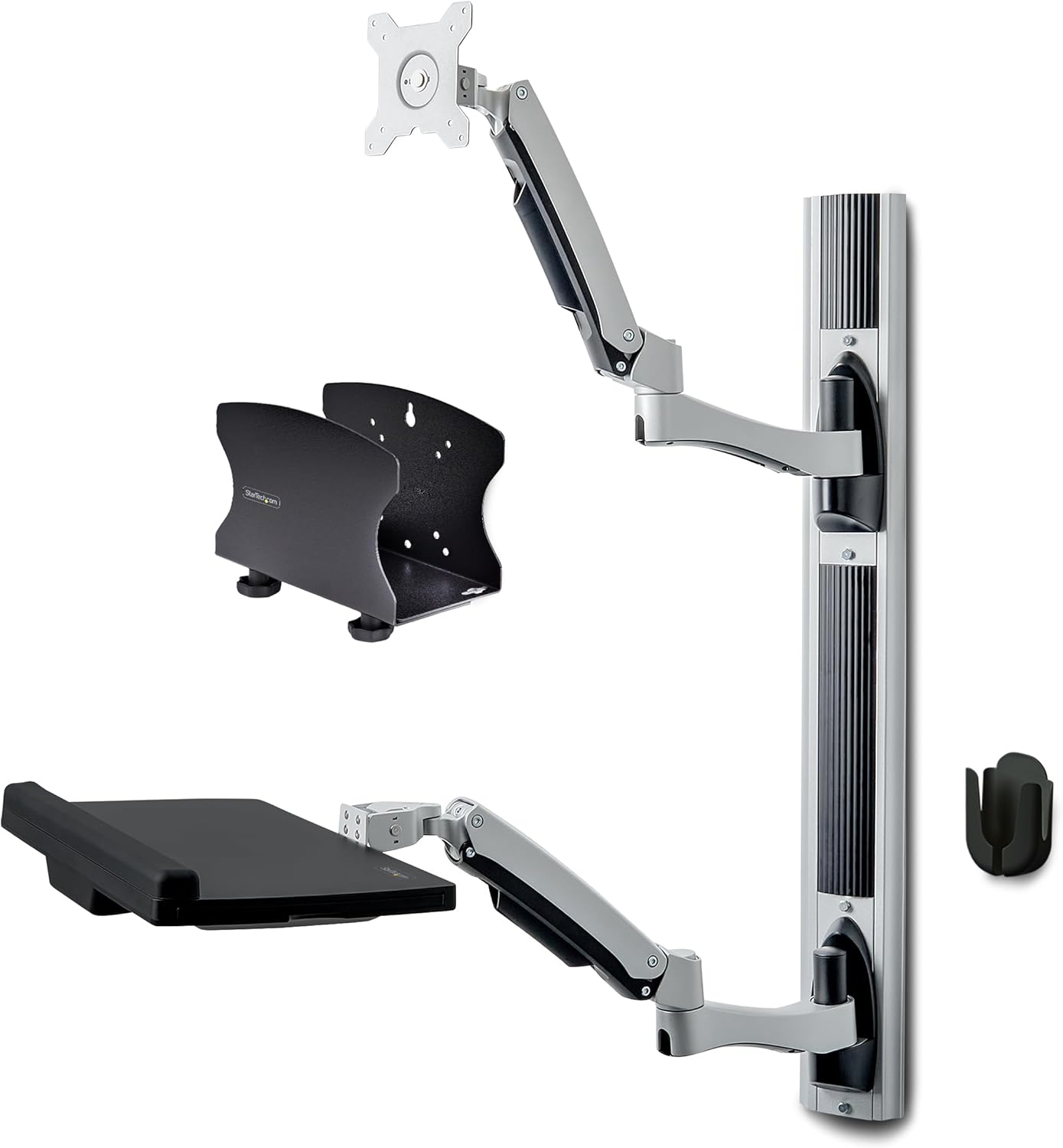 StarTech.com Wall Mount Workstation, VESA Mount for 32" Monitor (22lb/10kg), Fully Articulating Monitor Mount & Keyboard Tray